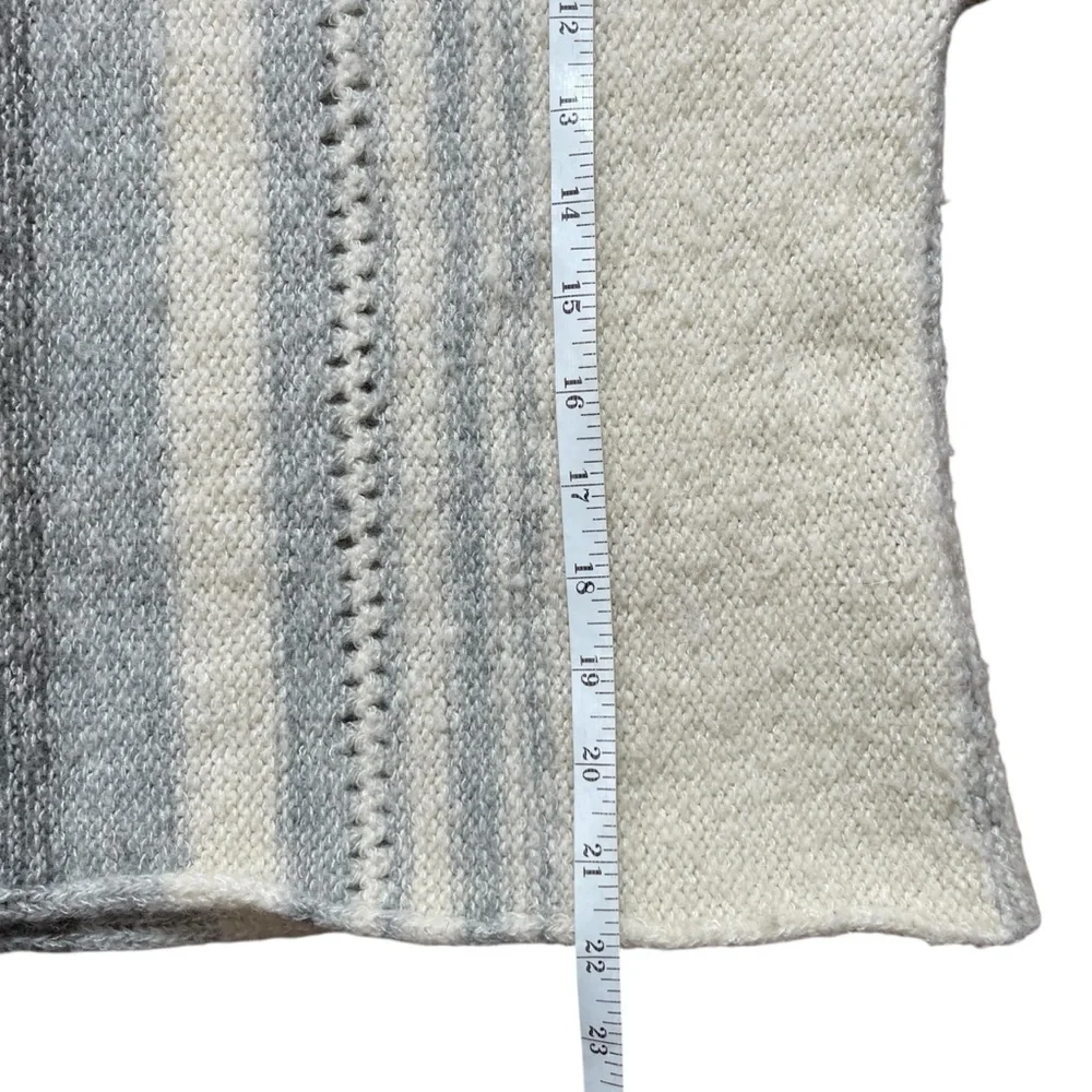 Fate Gray, Blue, & Ivory Cowl Neck Sweater Balloon Sleeves Mohair Alpaca Blend‎